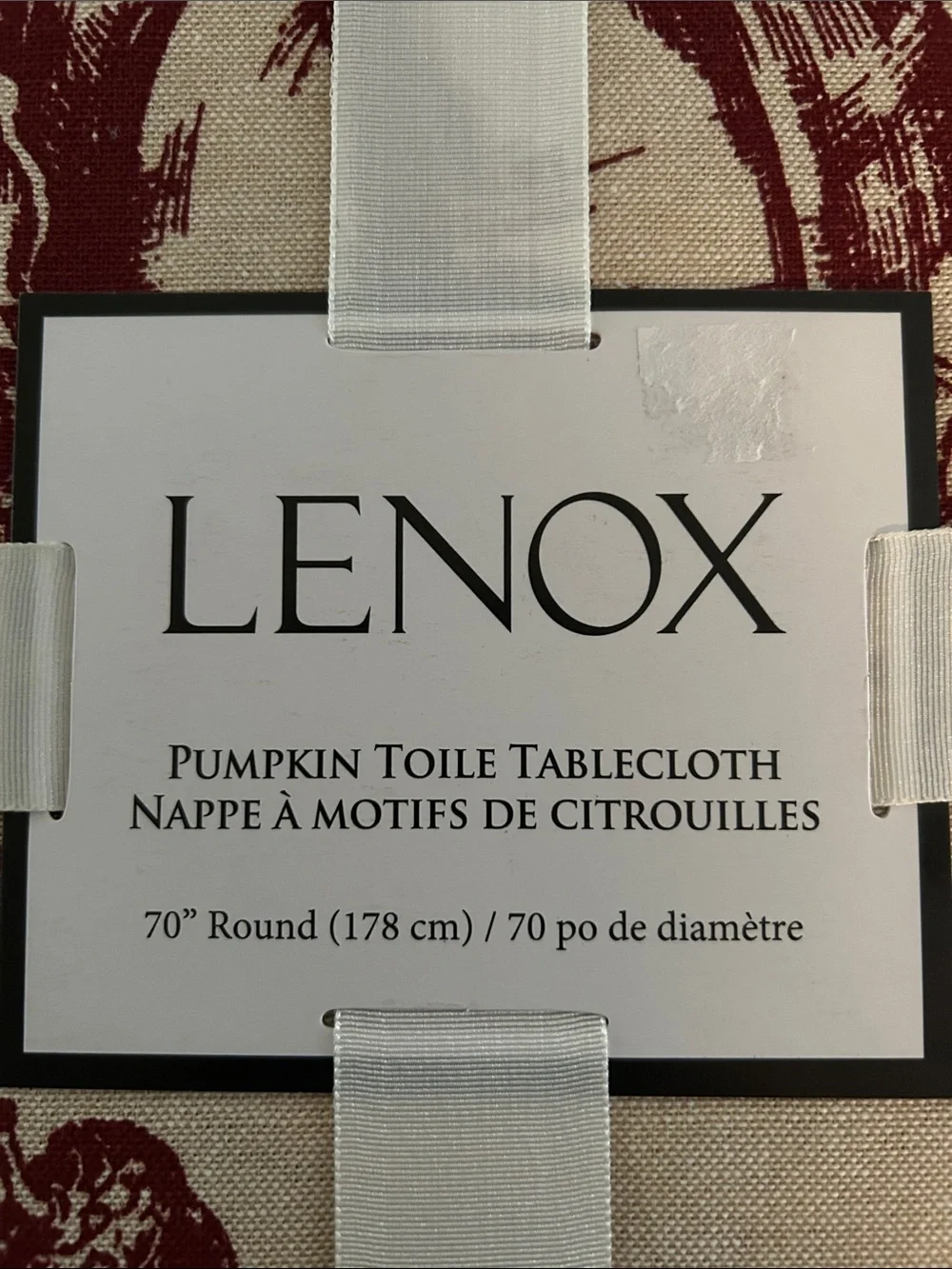 NWT LENOX Pumpkin Toile / Botanical Round Tablecloth in Spice